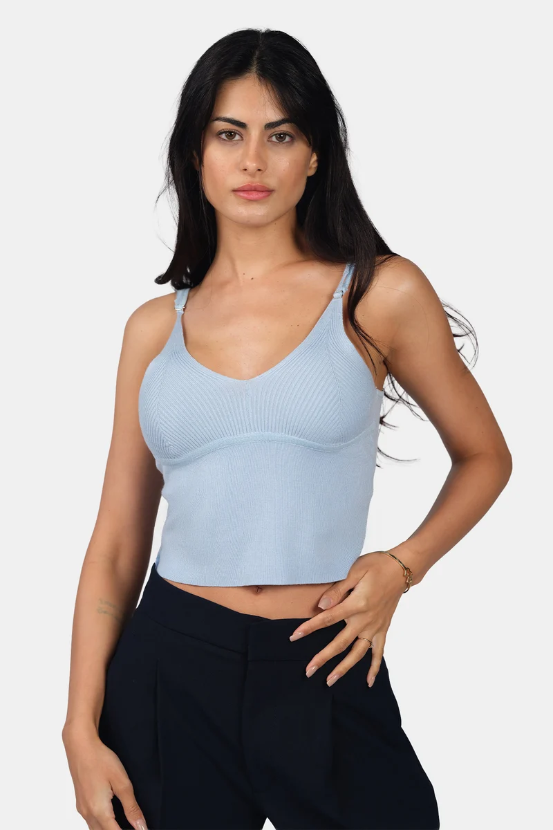 Onda Cami|Viscose V-Neck Slim Fit Strappy Knit Cami