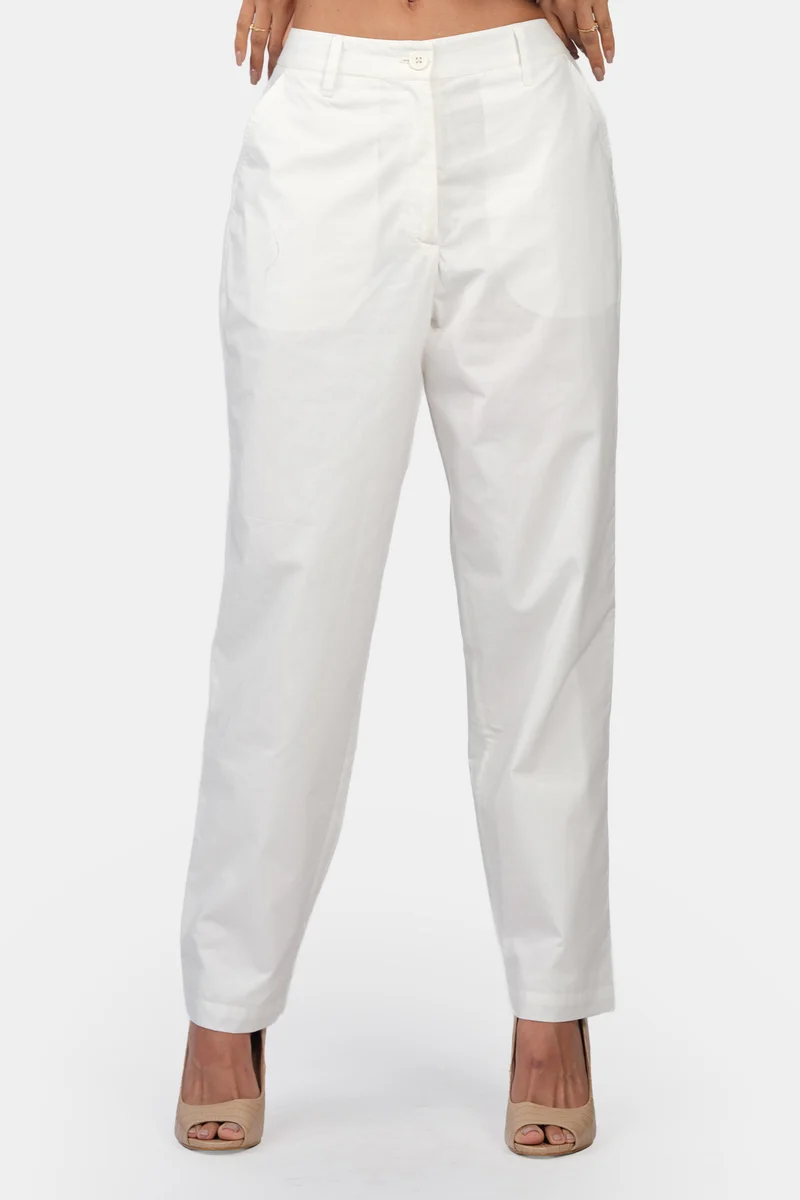 Eliona Pants|100% Cotton Straight White Pants