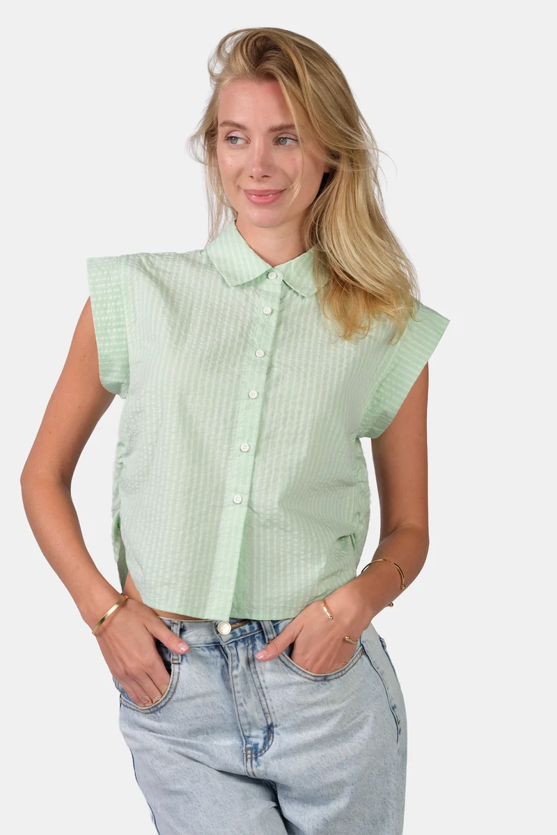 Rova|100% Cotton Ruched Shirt
