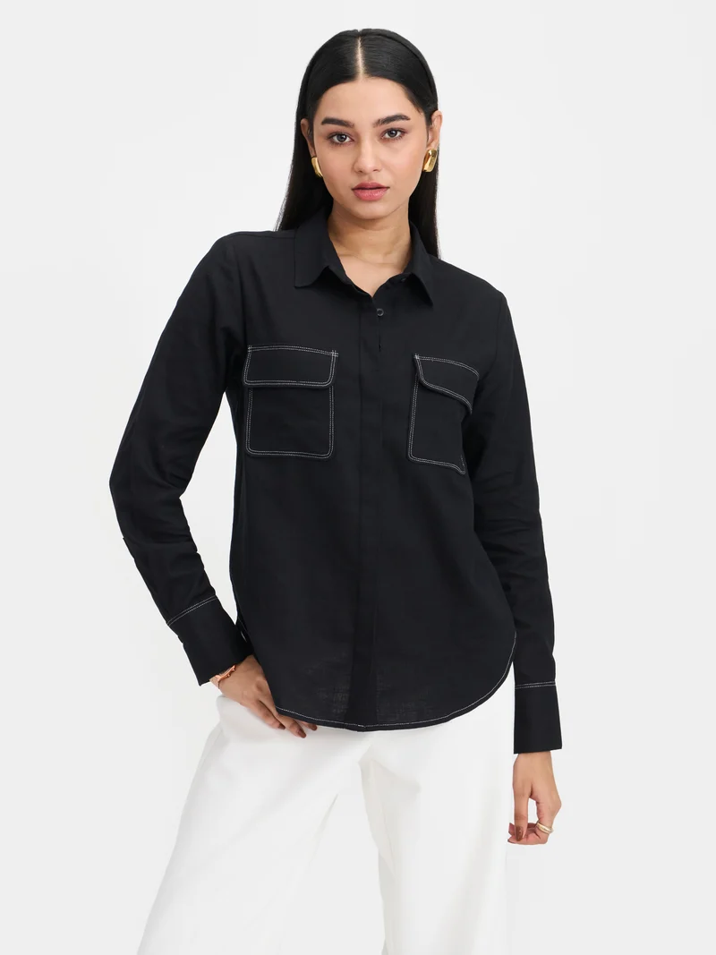 Aven|100% Cotton Shirt Contrast Stitches
