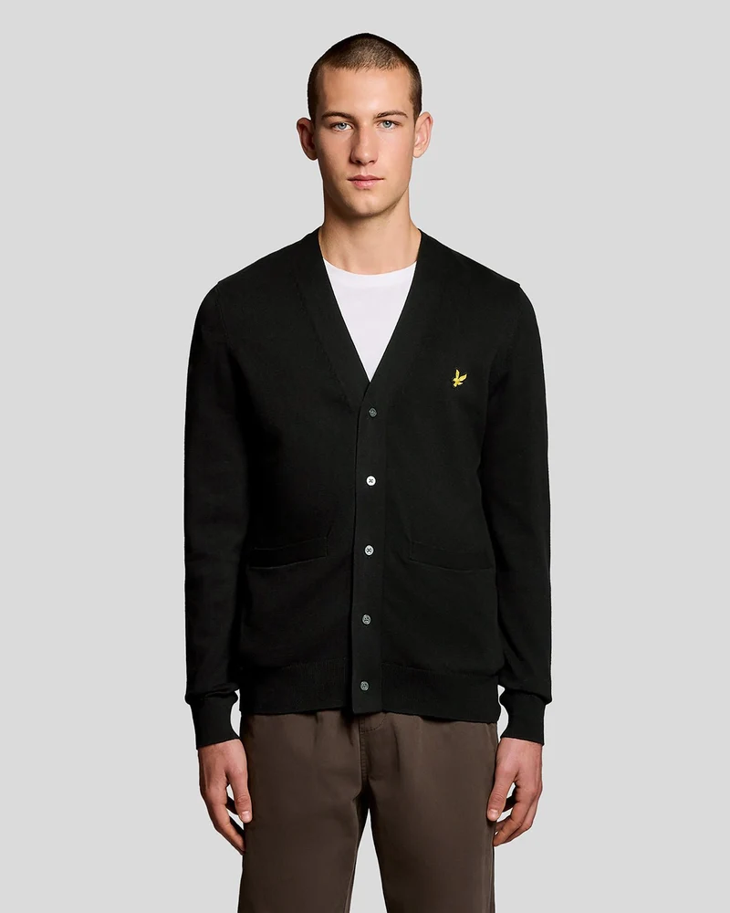 Lyle & Scott Herrbomullskofta med V-ringning | Kolsvart
