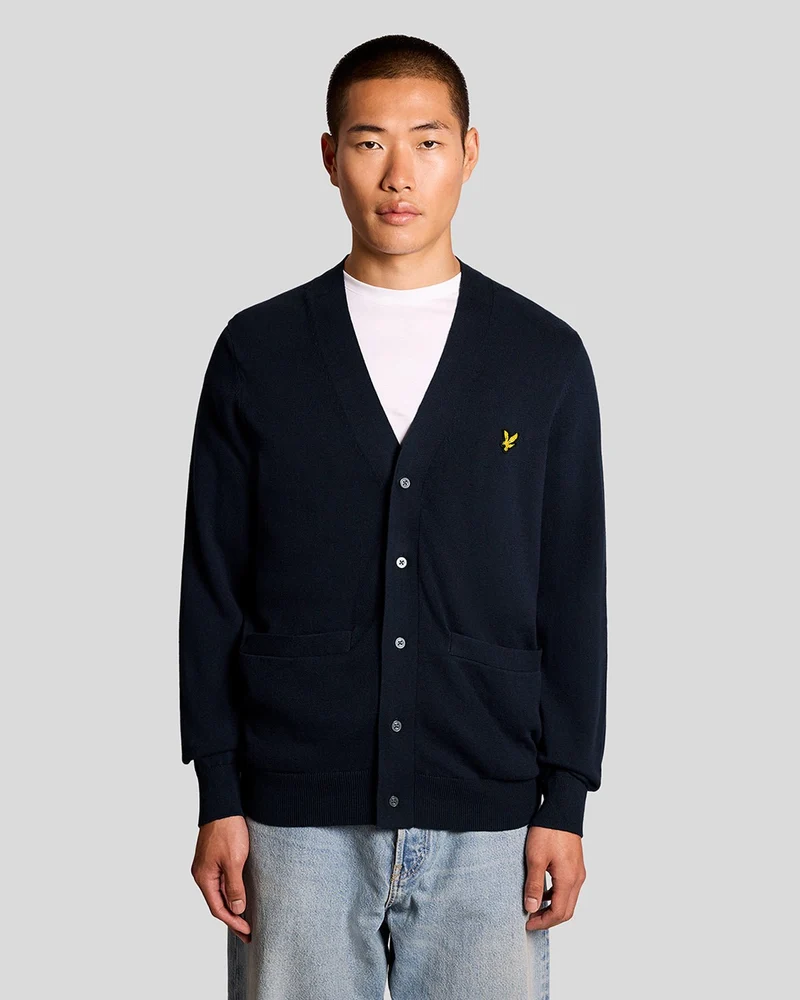 Lyle & Scott Herrbomullskofta med V-ringning | Mörkblå