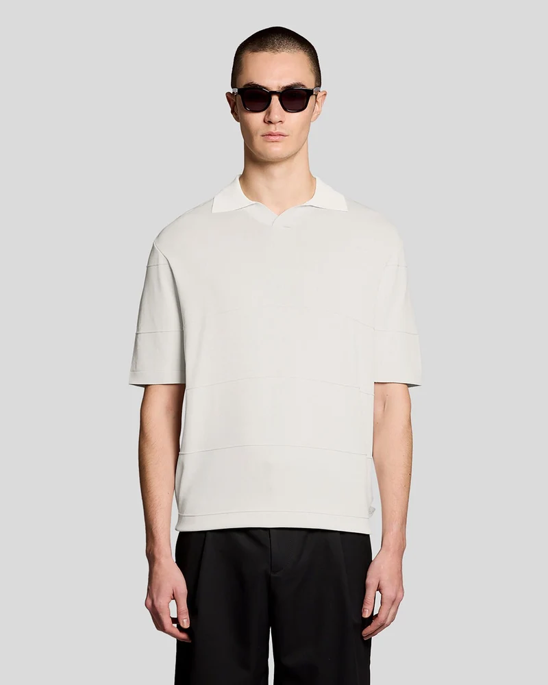 Lyle & Scott Finstickad pikétröja med öppen krage och mönster för män | Skylight