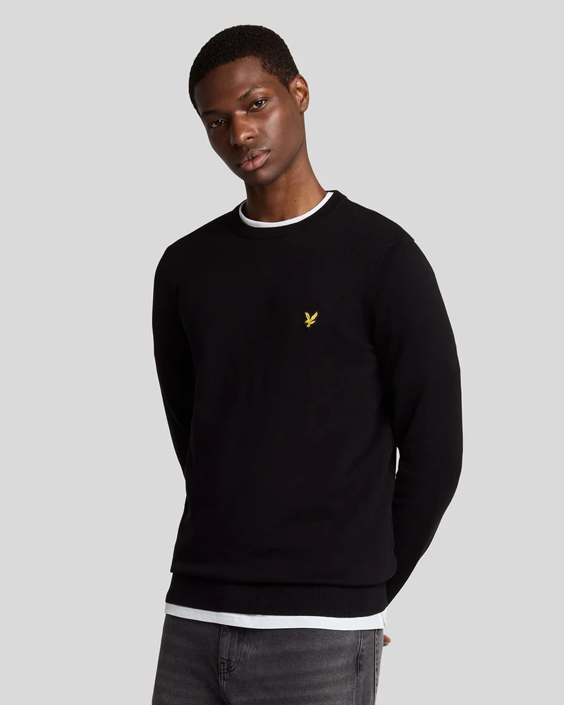 Lyle & Scott Herrtröja i bomull med rund hals | Kolsvart