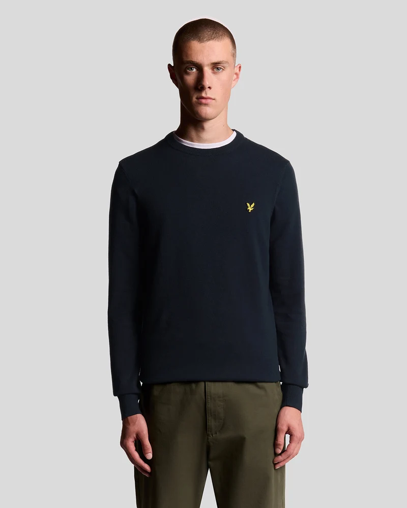 Lyle & Scott Herrtröja i bomull med rund hals | Mörkblå