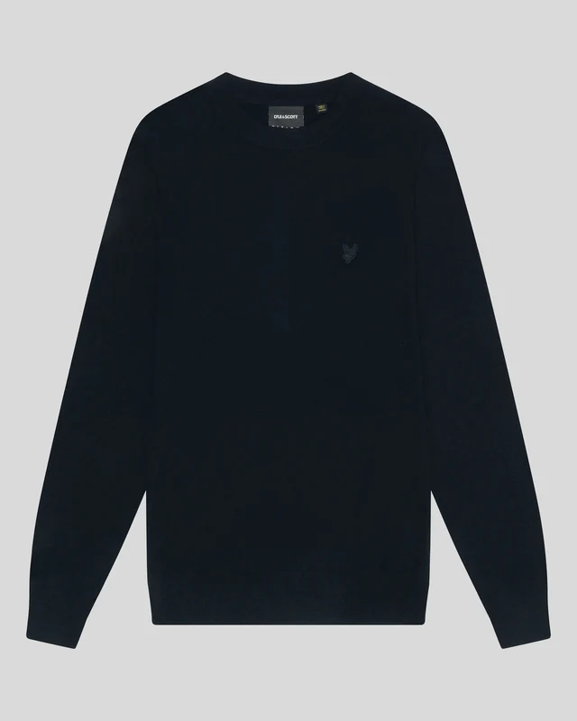 Lyle & Scott Herr Lammullströja med Rund Hals | Mörk Marinblå
