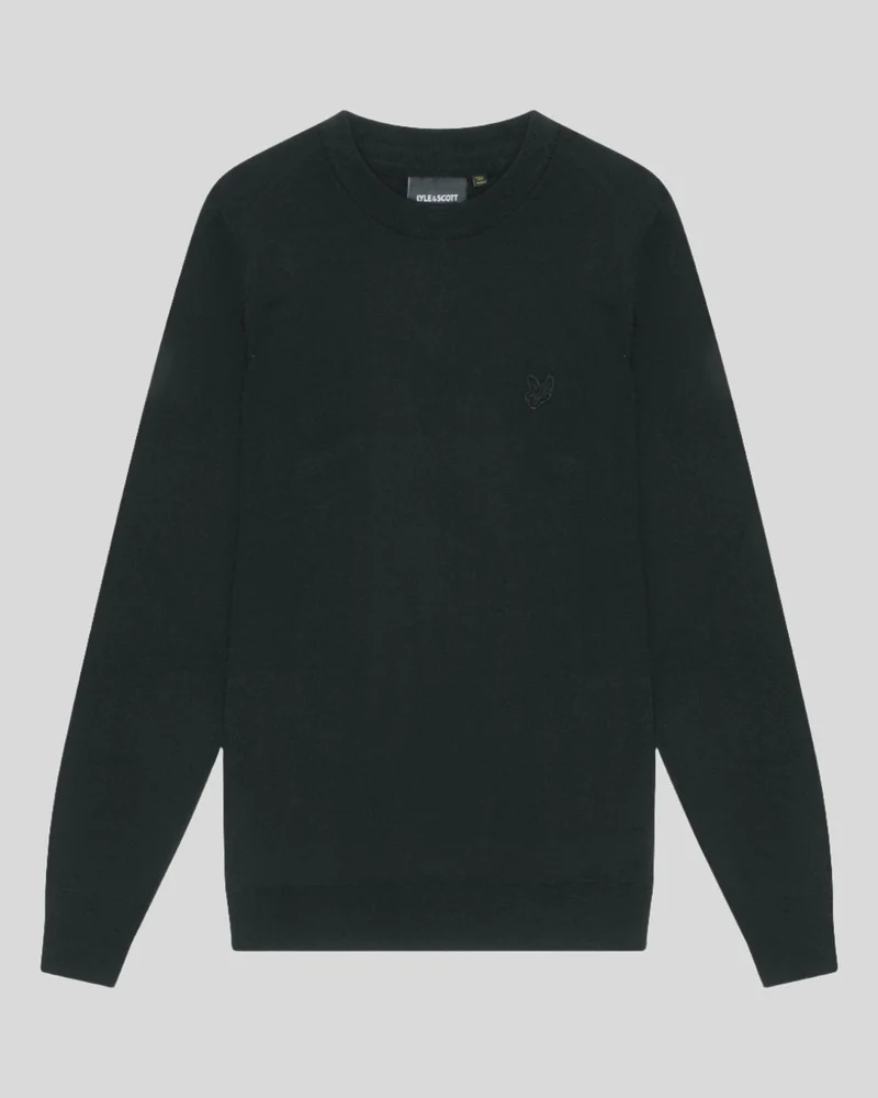 Lyle & Scott Herrtröja i merinoull med rund hals | Kolsvart