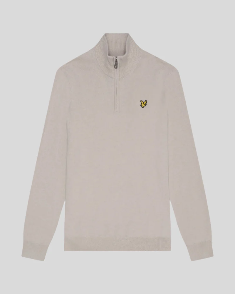 Lyle & Scott Herrtröja i bomullsmerinoull med 1/4-dragkedja | Cove