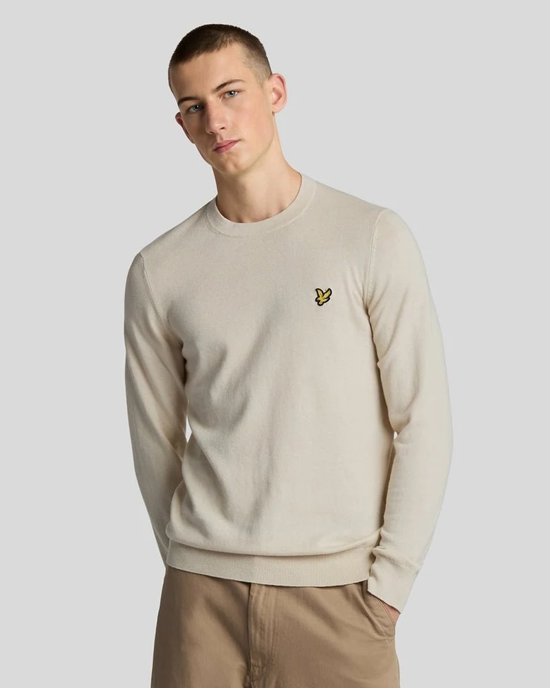 Lyle & Scott Herrtröja i bomullsmerinoull med rund hals | Cove