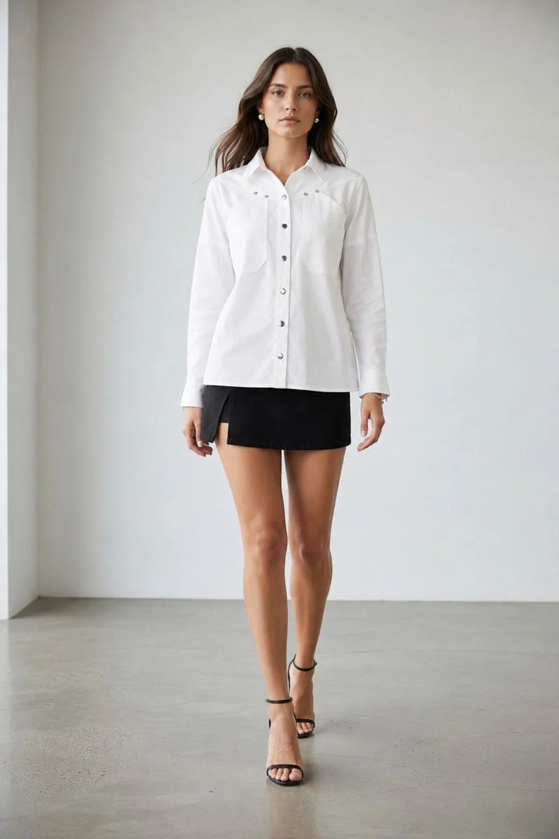Zerina|Cotton Stretch Oversized Utility Shirt