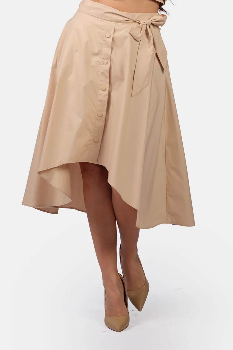 Elira|100% Cotton Popper Flared Hem Skirt