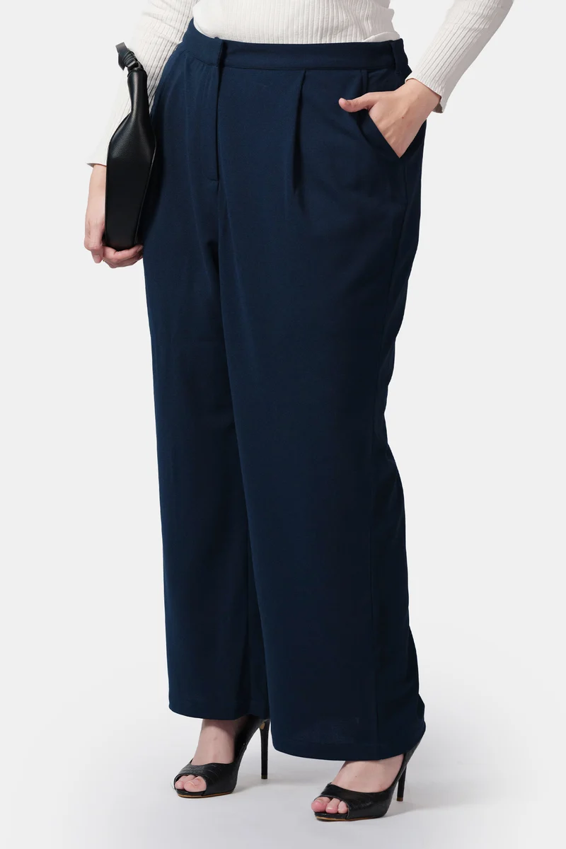 Sude|Viscose High-Rise Pleated Trousers