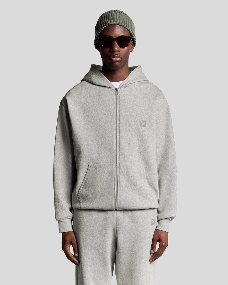Lyle & Scott Herr Lounge Full Zip Hoodie | Ljusgrå Marl