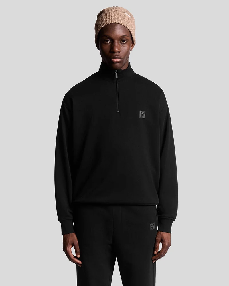 Lyle & Scott Herr Lounge-tröja med kvarts dragkedja | Jet Black