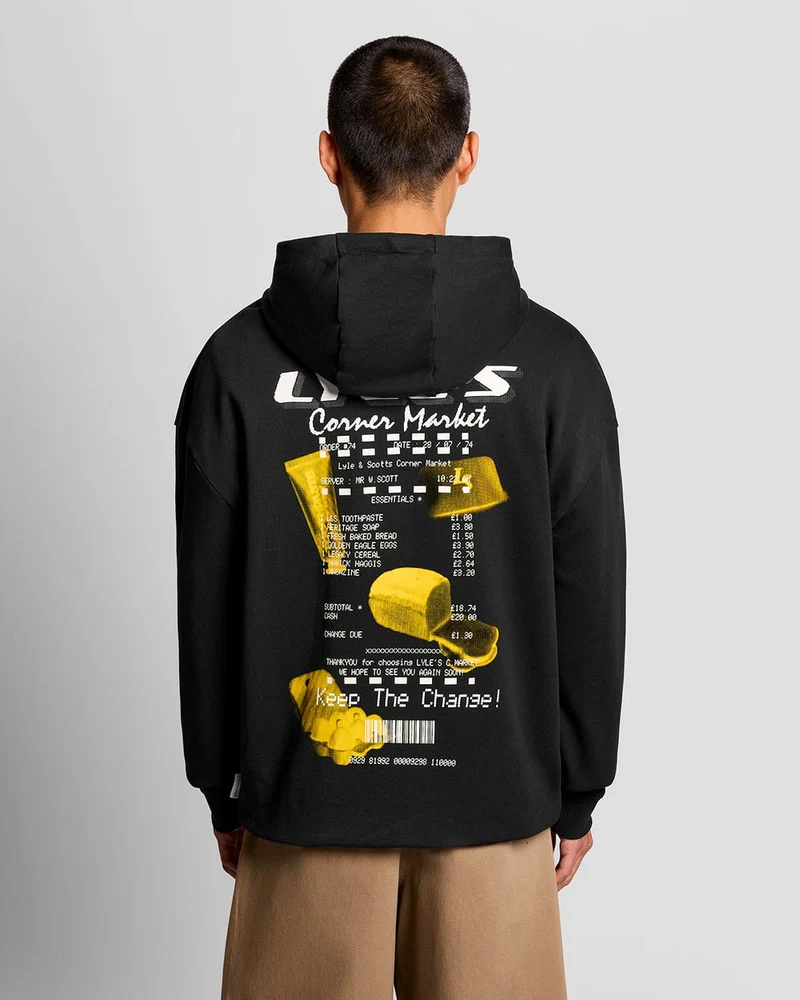 Lyle & Scott Herr Corner Market Graphic Hoodie | Jet Black