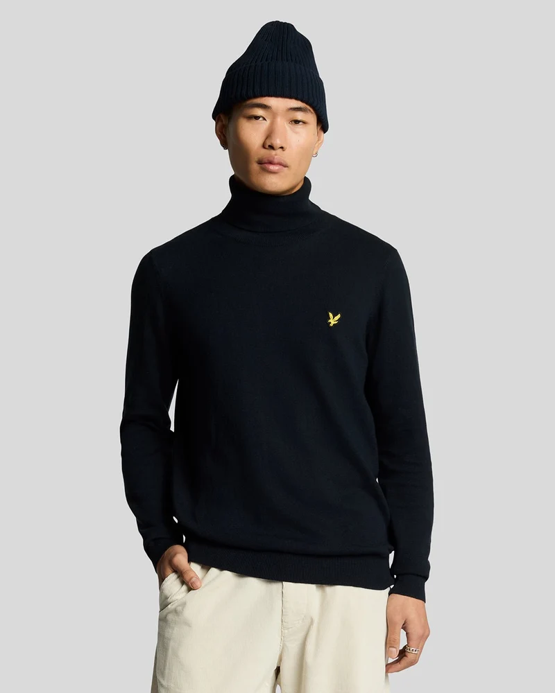 Lyle & Scott Herrtröja i bomullsmerinoull | Mörkblå