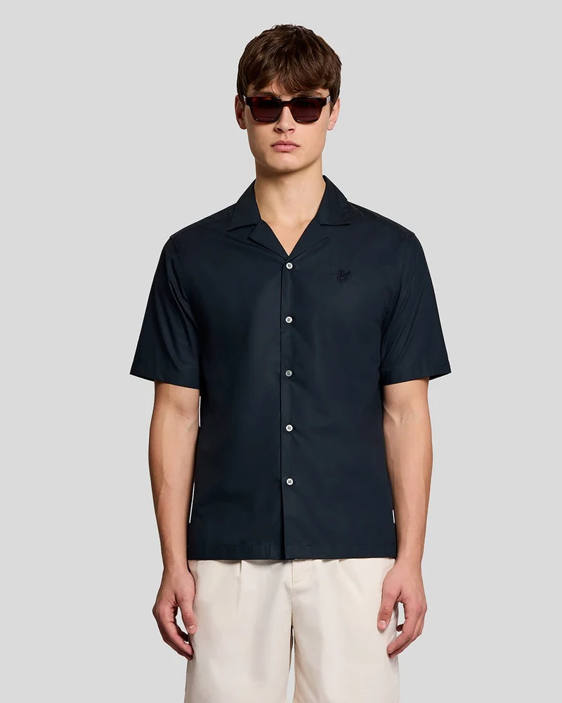 Lyle & Scott Herrskjorta i poplin med reverkrage | Kolfiber