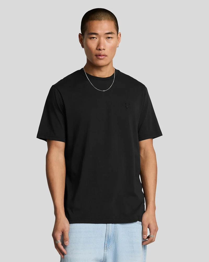 Lyle & Scott Herr Superfin Bomulls-T-shirt | Kolsvart