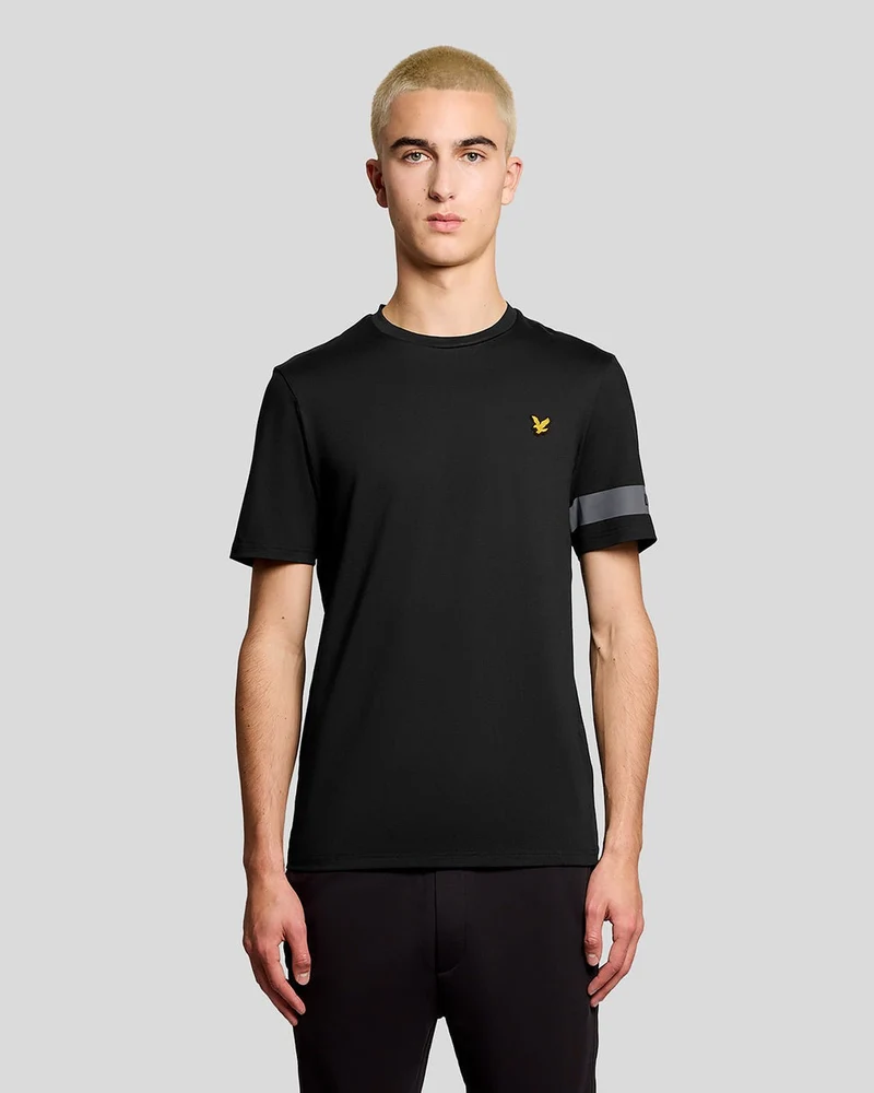 Lyle & Scott Herr-T-shirt med sportärmdetalj | Kolsvart