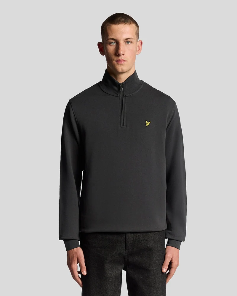 Lyle & Scott Herrtröja i bomull med dragkedja och öppning | Gunmetal