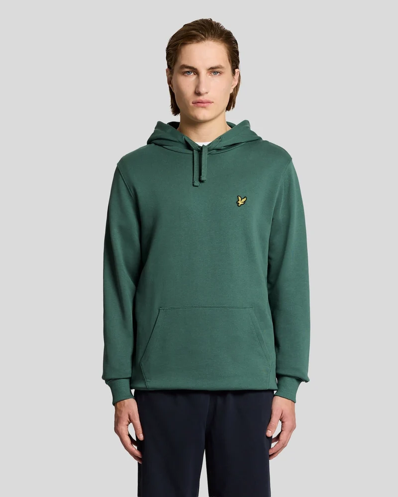 Lyle & Scott Herr Loopback Bomulls Hoodie | Everglade