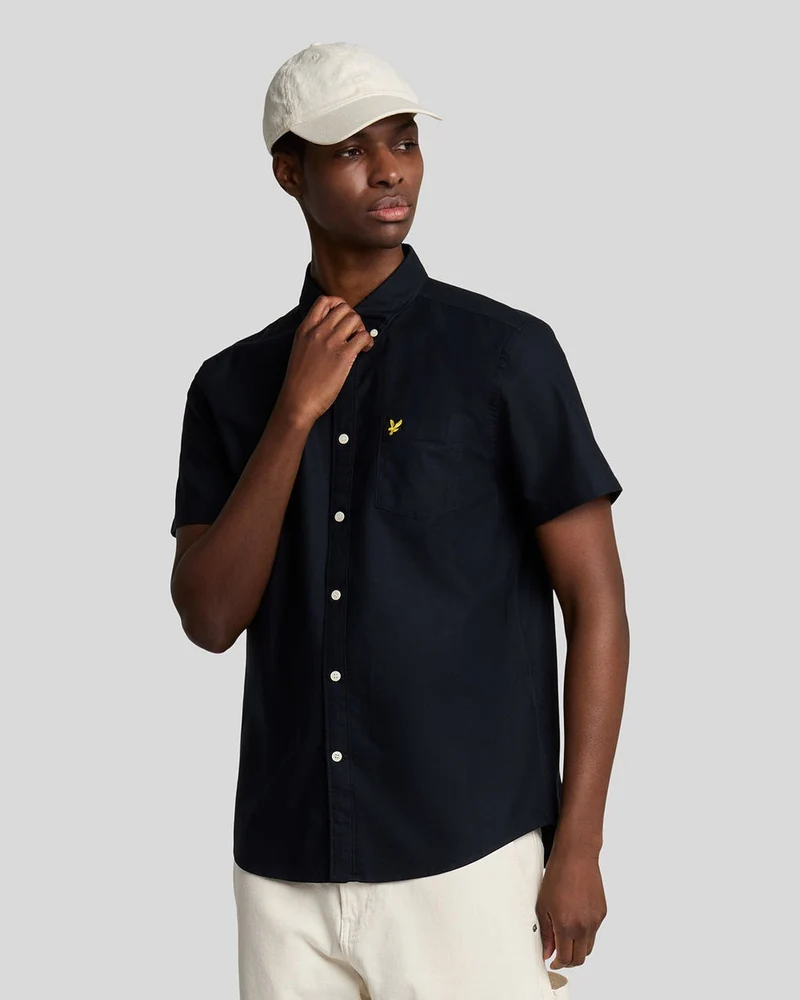 Lyle & Scott Herr Kortärmad Oxfordskjorta | Mörk Marinblå