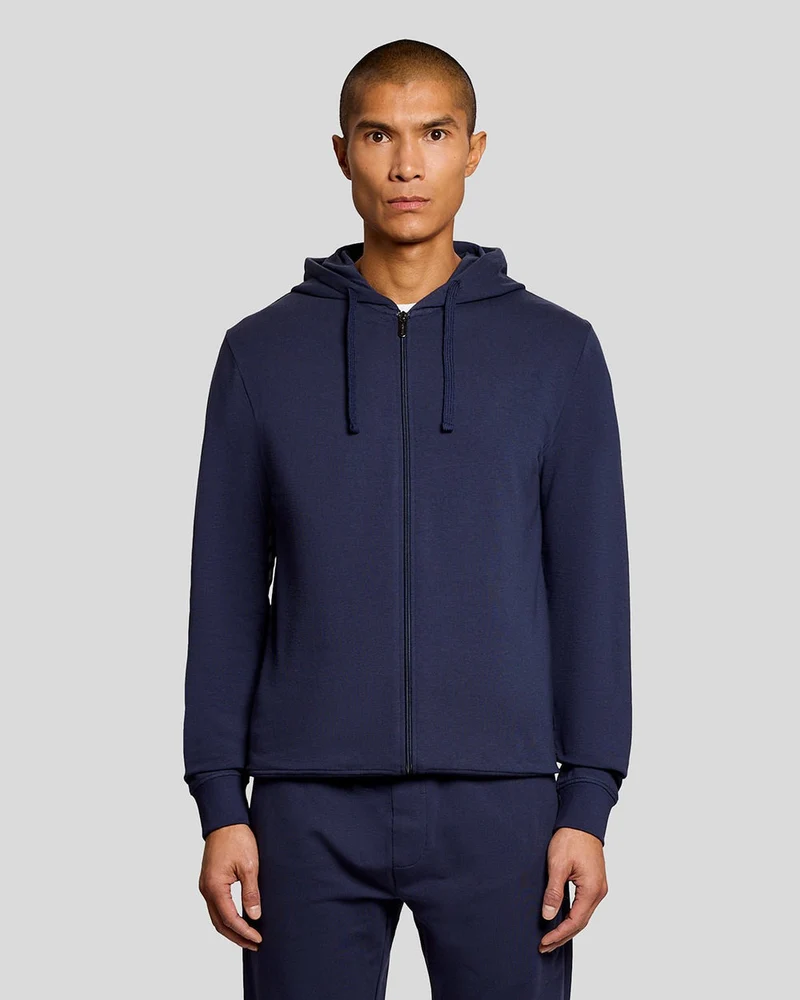 Lyle & Scott Lättvikts Lounge Zip Hoodie för män | Marinblå