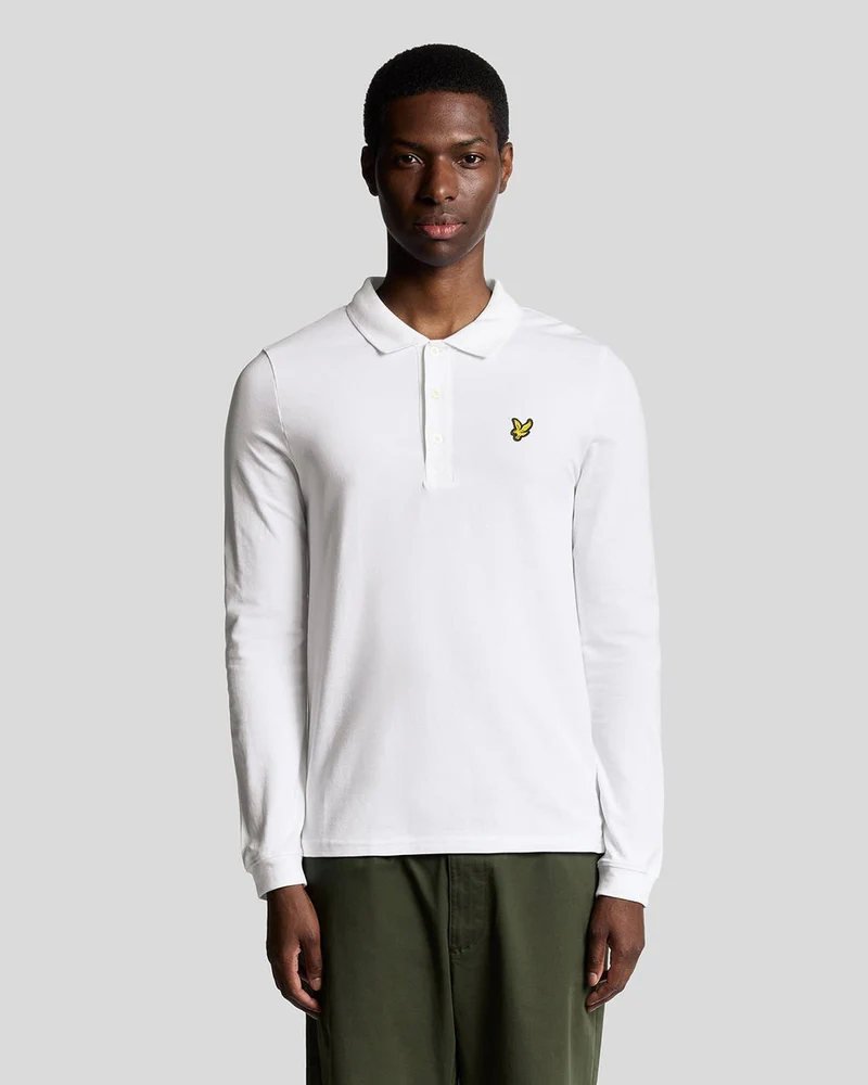 Lyle & Scott Herr långärmad bomullspolo | Vit