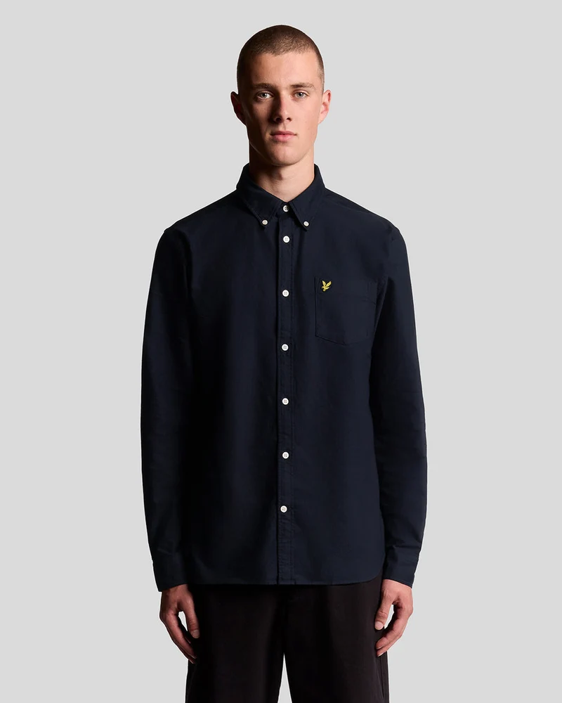 Lyle & Scott Herrskjorta i bomull med knappar | Mörkblå