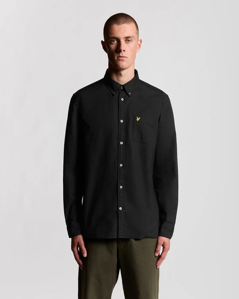 Lyle & Scott Herrskjorta i bomull med knappar | Kolsvart