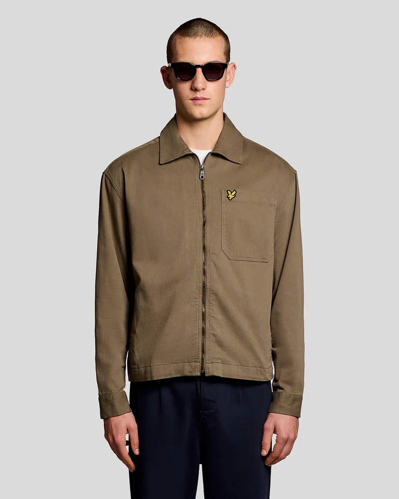 Lyle & Scott Lätt Enzyme Wash-överskjorta för män | Khaki Ask