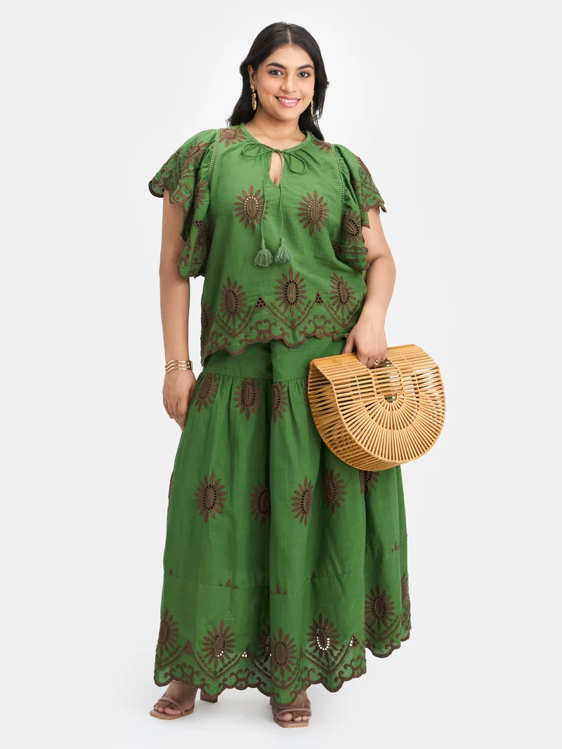 Zinal Co-Ord|100% Cotton Schiffli Co-Ord Set