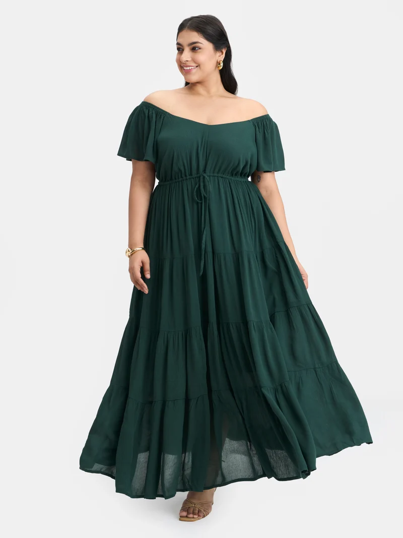 Amaris|100% Viscose Tiered Maxi Dress