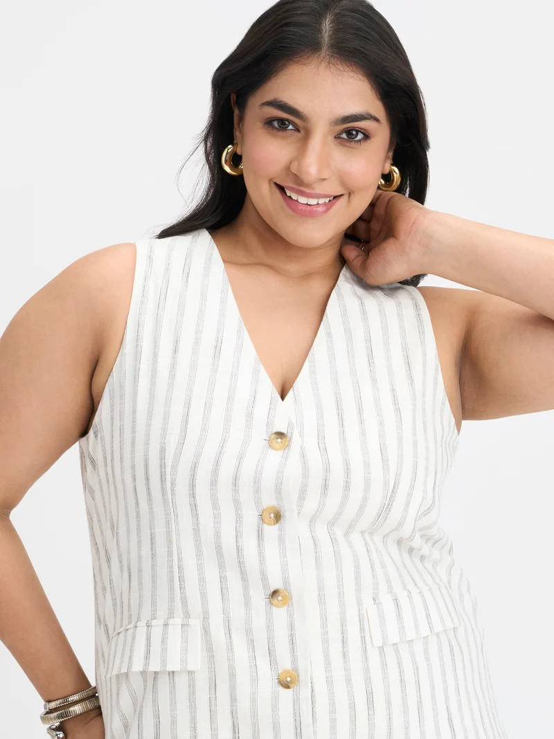 Delany Top Btc|100% Cotton Sleeveless Vest With Buttons