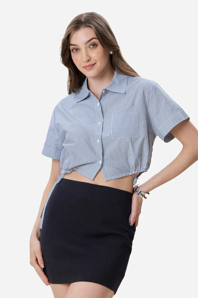 Ida|Cotton Crop Drawcord Shirt