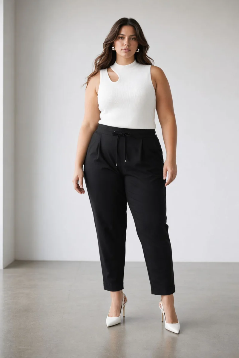 Pinar|Cotton Trousers With Front Pleat And Drawcord Detail