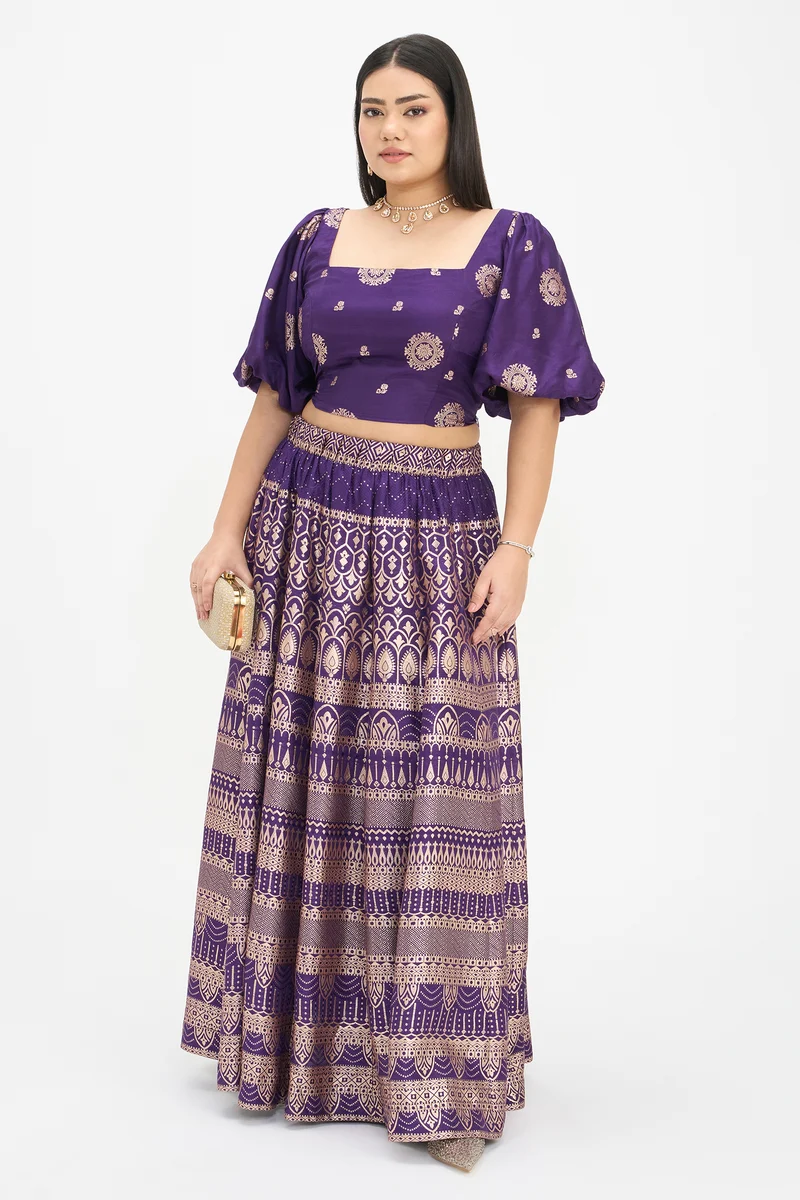 Chitra|Viscose Brocade Maxi Skirt