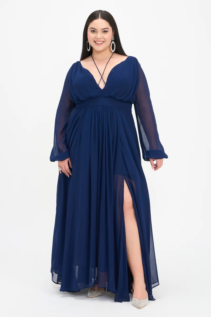 Tris|100% Viscose Fit And Flare Maxi Dress