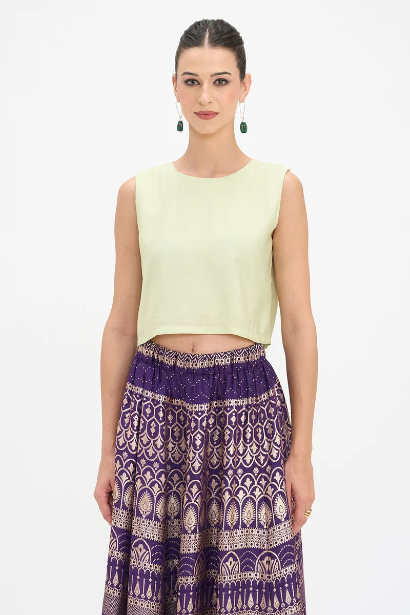 Mohana|100% Viscose Cropped Boxy Top