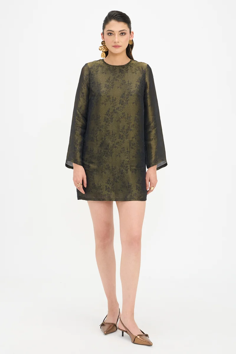 Swara|100% Viscose A-Line Mini Dress