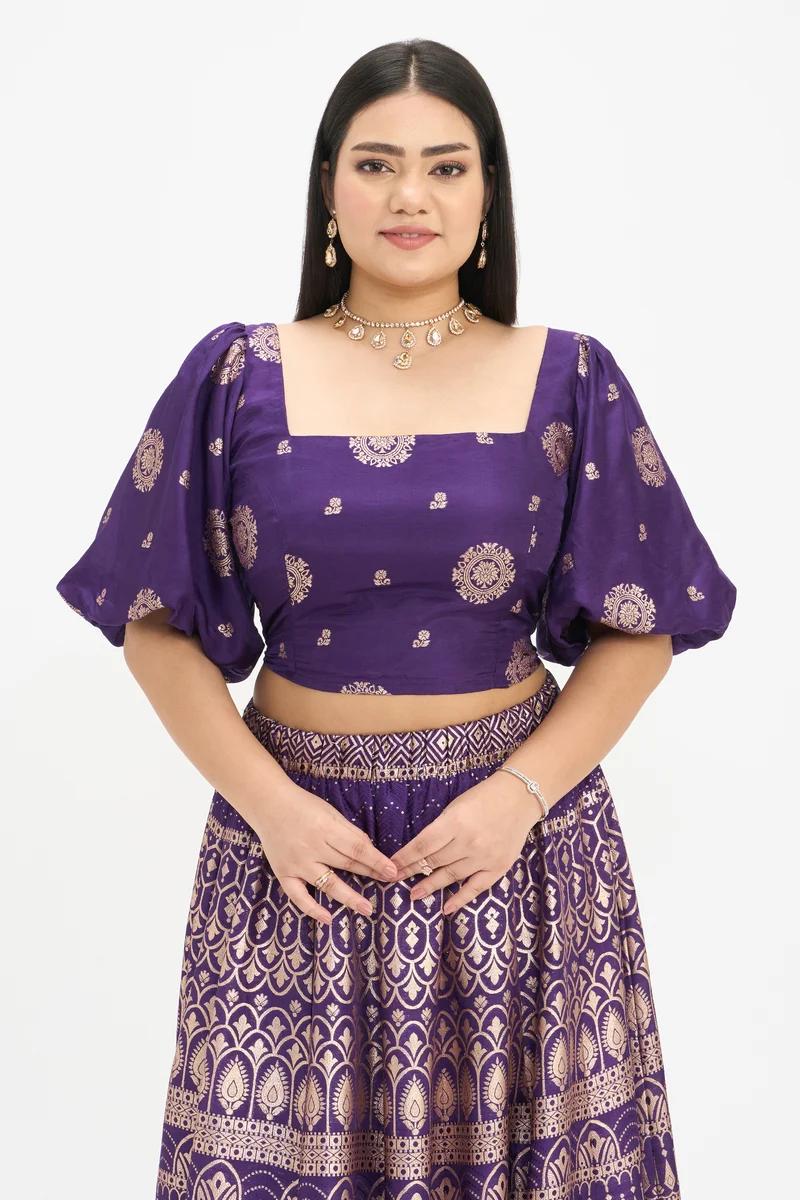 Jiya|Viscose Broacade Jacquard Crop Top
