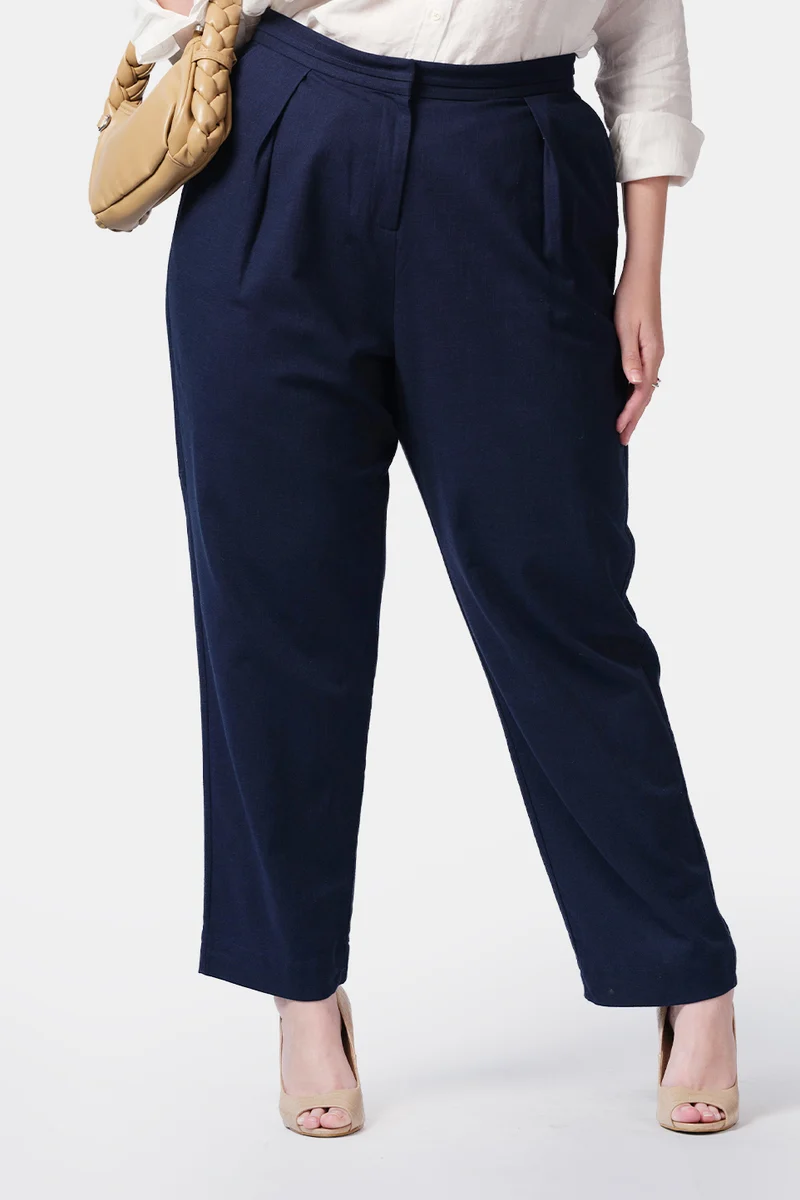 Defne|100% Cotton Pleated Trousers