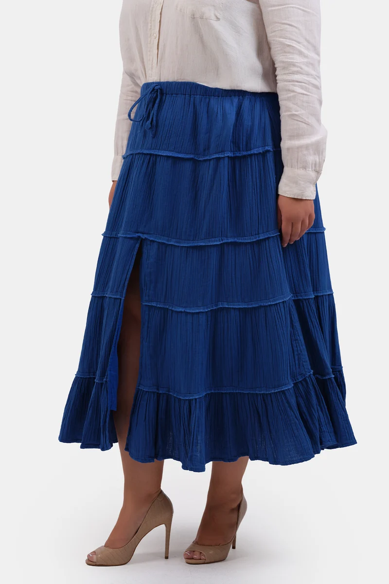 Ozlem|100% Cotton Tiered Maxi Skirt