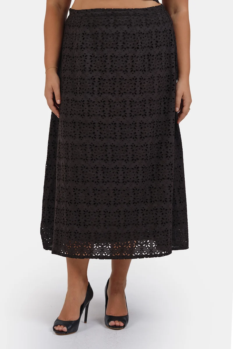 Melis Skirt|100% Cotton Schiffli Midi Skirt