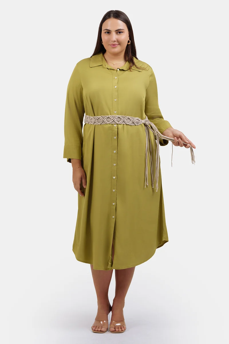 Aysegul|100% Tencel Midi Dress With Belt