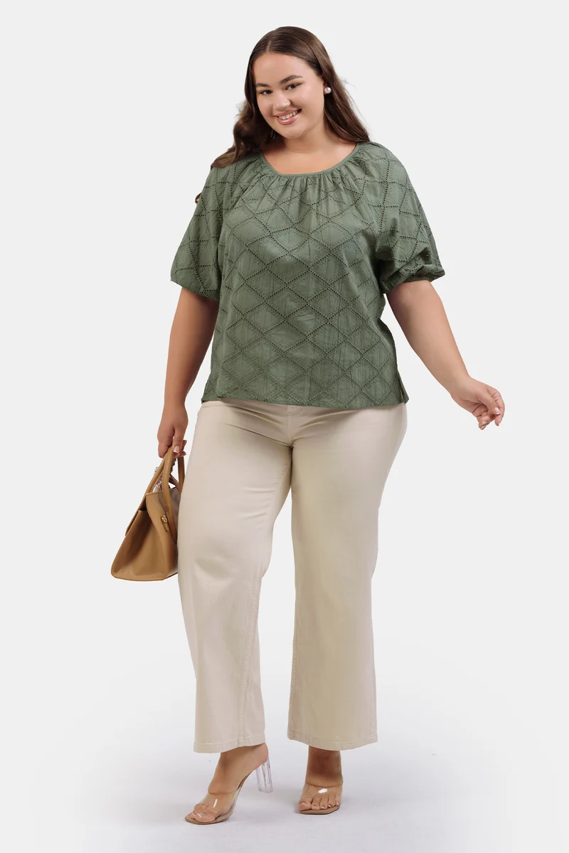 Aylin|100% Cotton Schiffli Flared Top