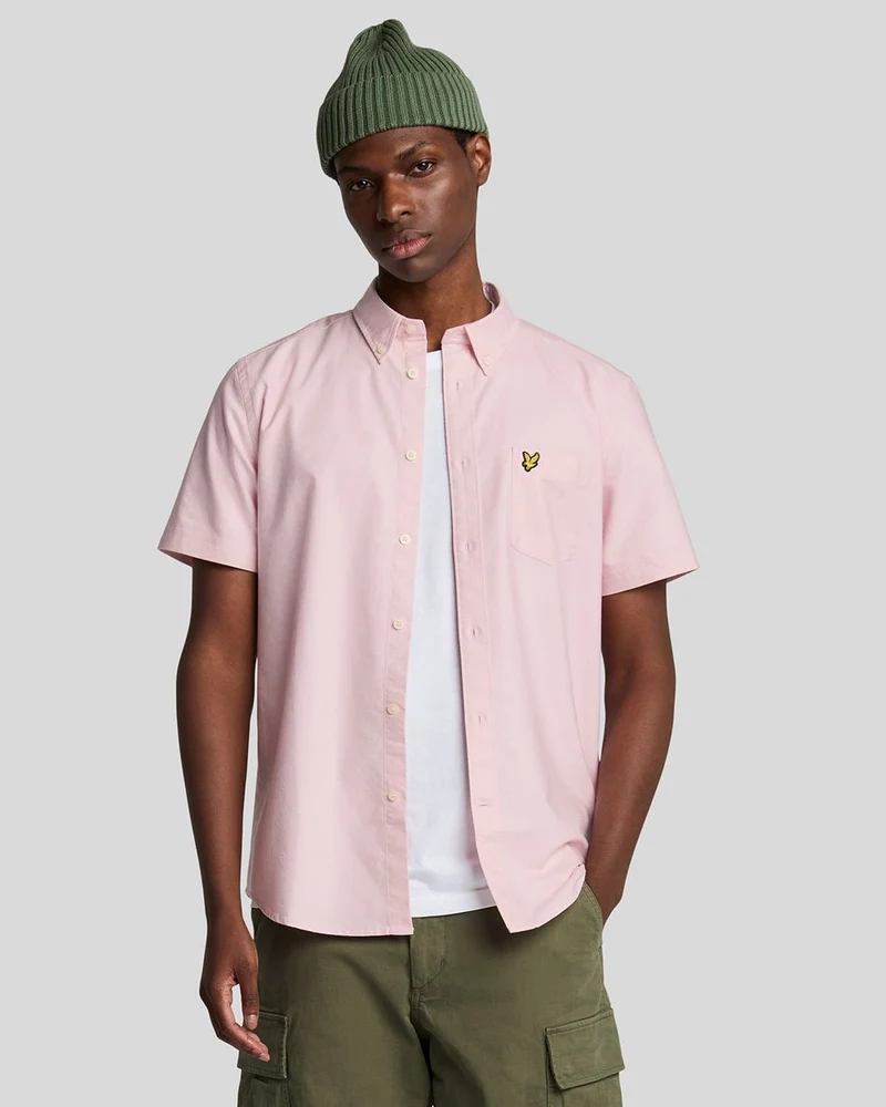 Lyle & Scott Herr Kortärmad Oxfordskjorta | Ljusrosa