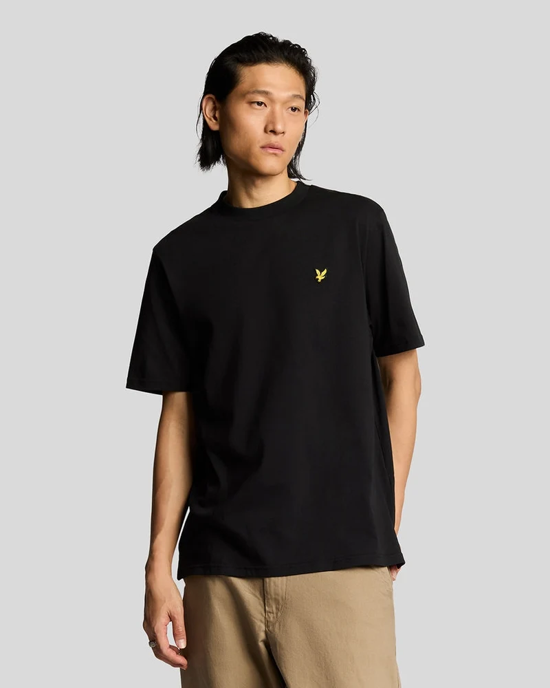 Lyle & Scott Herr T-shirt med rund hals och överdimensionerad bomull | Kolsvart