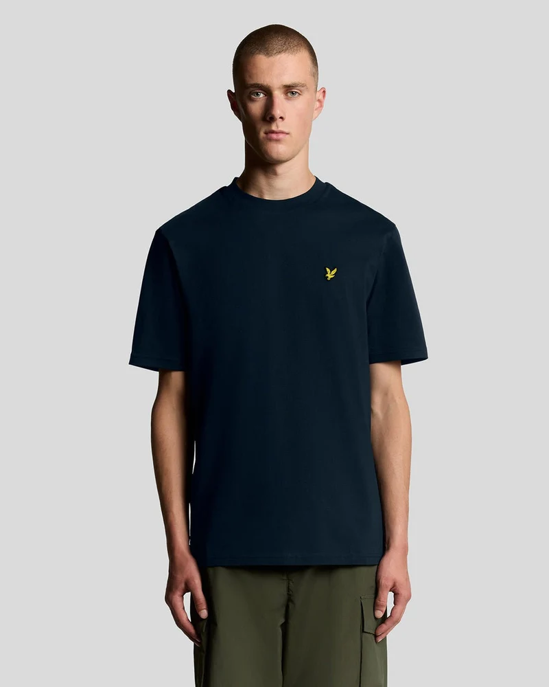 Lyle & Scott Herr T-shirt med rund hals och överdimensionerad bomull | Mörkblå