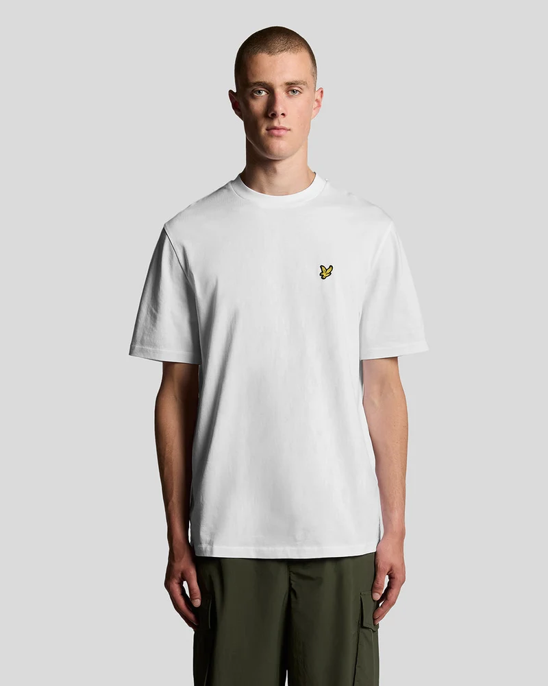 Lyle & Scott Herr T-shirt med rund hals och överdimensionerad bomull | Vit
